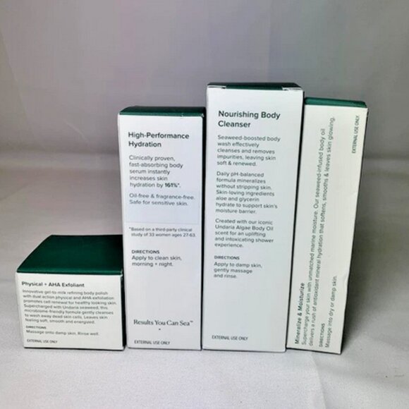 OSEA Body Care Set Hyaluronic Body Serum/Algae Oil/Body Wash/Polish Set 4pc NEW! - Picture 2 of 4